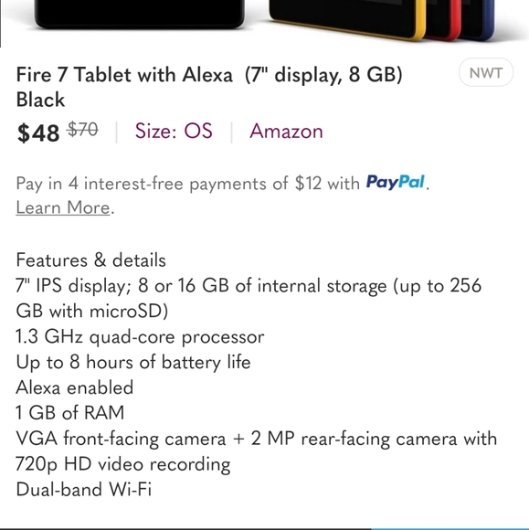 Fire 7 Tablet with Alexa  (7" display, 8 GB) Black - Picture 4 of 4